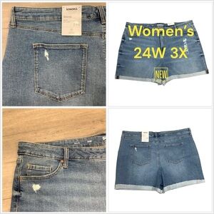 Women’s Sonoma 24W 3X Navy Blue Denim Jeans Chino Shorts Cut Offs Destroyed NWT
